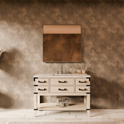 White Oak Single Bath Vanity 48 in. W x 22 in. D, with Carrara Marble Top