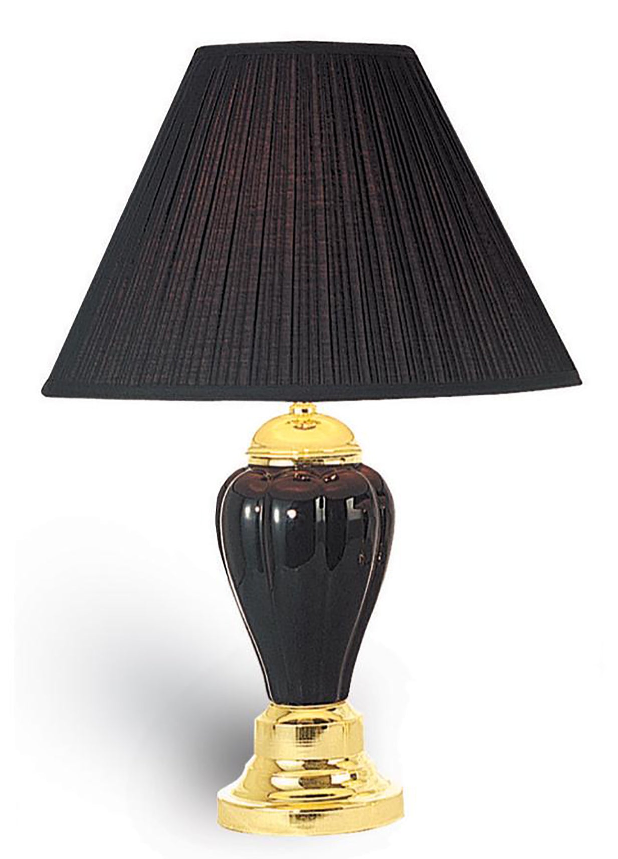 27' Tall Ceramic Table Lamp, Urn-Shaped with Black finish, Linen Shade