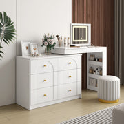 Vanity Desk with Mirror and Lights, Makeup Vanity Table with Flip-Top Tabletop and Storage 7 Drawers, 9 Compartments, 3 Shelves, 3 Color Modes Adjustable Makeup Table for Bedroom,White