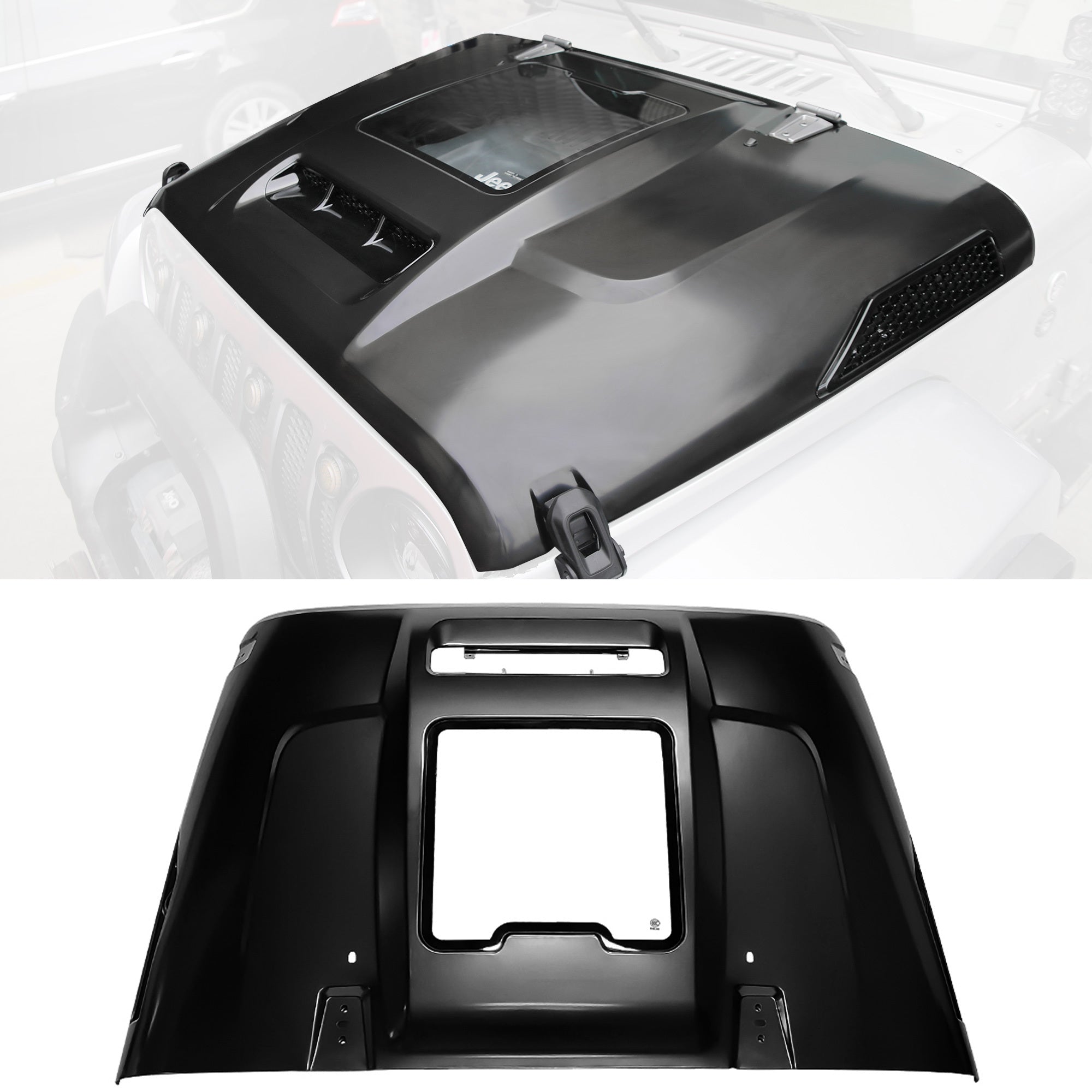 Replacement Hood Vented Heat Dispersion for 2007-2018 Jeep Wrangler JK JKU Hood Upgrade