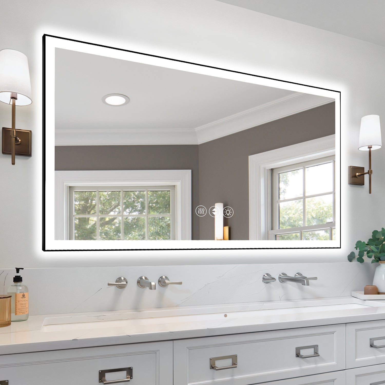 72x36 Inch Frameless LED Bathroom Mirror,Smart Mirror