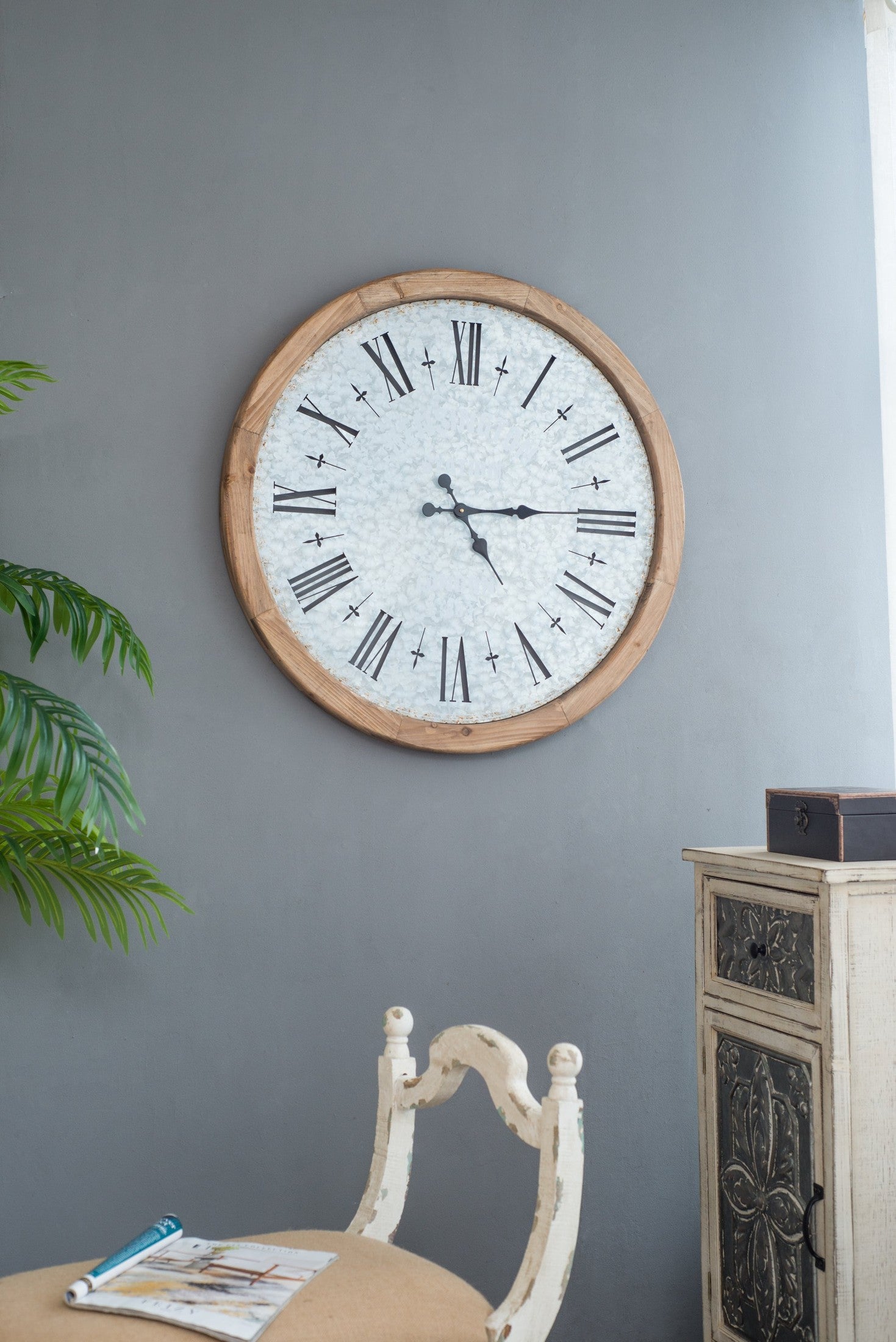 D32.3' Grant Oversized Wall Clock with Fir Wood Frame