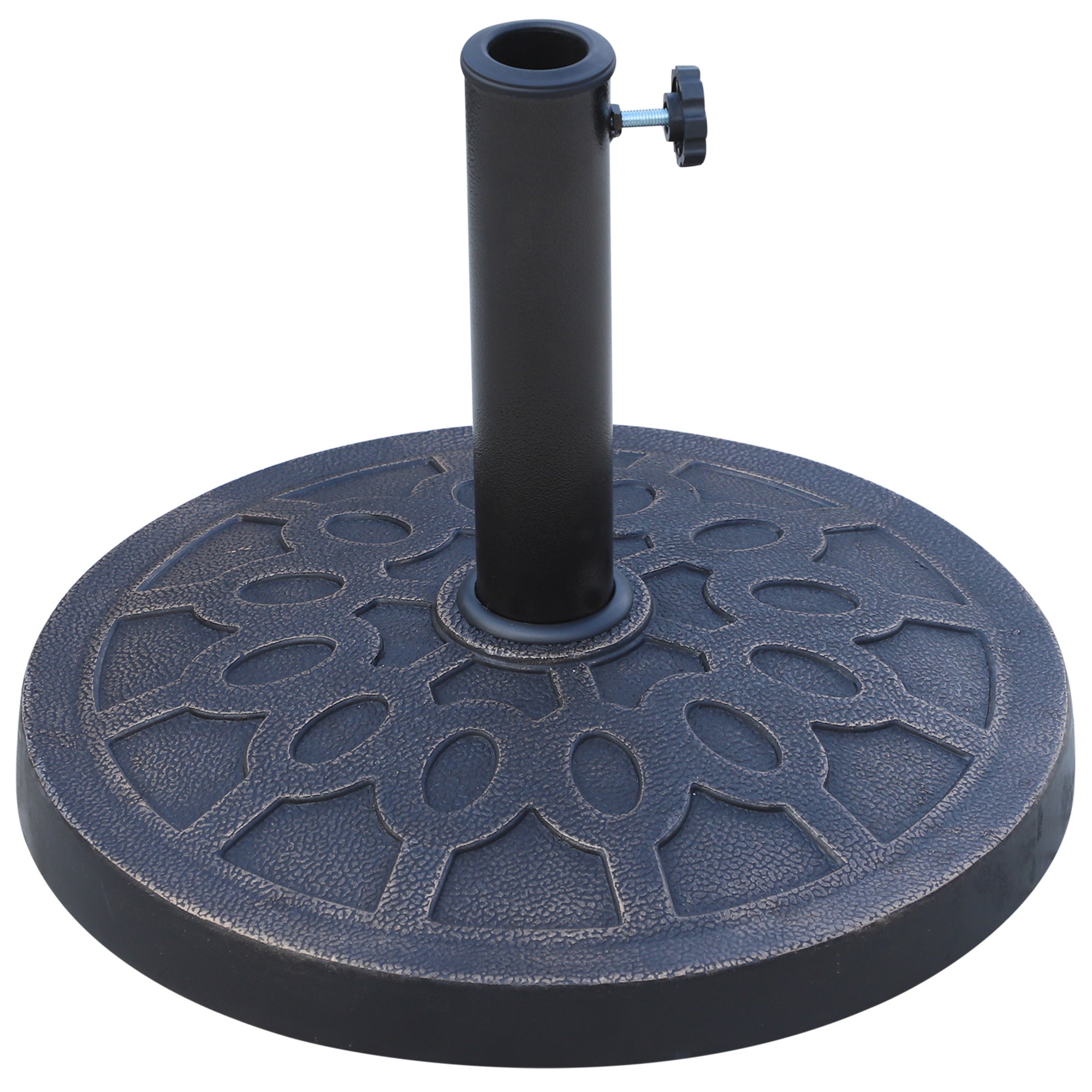 18' 26 lbs Round Resin Umbrella Base Stand Market Parasol Holder with Beautiful Decorative Pattern & Easy Setup, for Φ1.5', Φ1.89' Pole, for Lawn, Deck, Backyard, Garden, Bronze