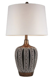 28.25' Tall Polyresin Table Lamp 'Everly' with Brown finish, White Shade