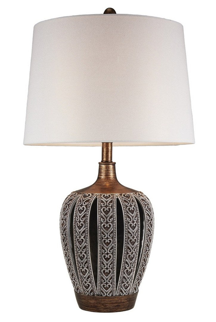 28.25' Tall Polyresin Table Lamp 'Everly' with Brown finish, White Shade