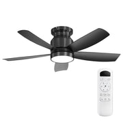 42 Inch Flush Mount Ceiling Fans with LED Light 22W and Remote Control 5 ABS Fan Blades for Bedroom