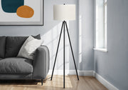Lighting, 63'h, Floor Lamp, Black Metal, Ivory / Cream Shade, Contemporary