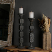Decorative Wooden Centerpiece Candle Holder – 6x21'' – Elegant Candle Stand for Any Occasion
