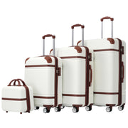 Hardshell Luggage Sets 4 Pieces Spinner Suitcase with TSA Lock Lightweight White ABS