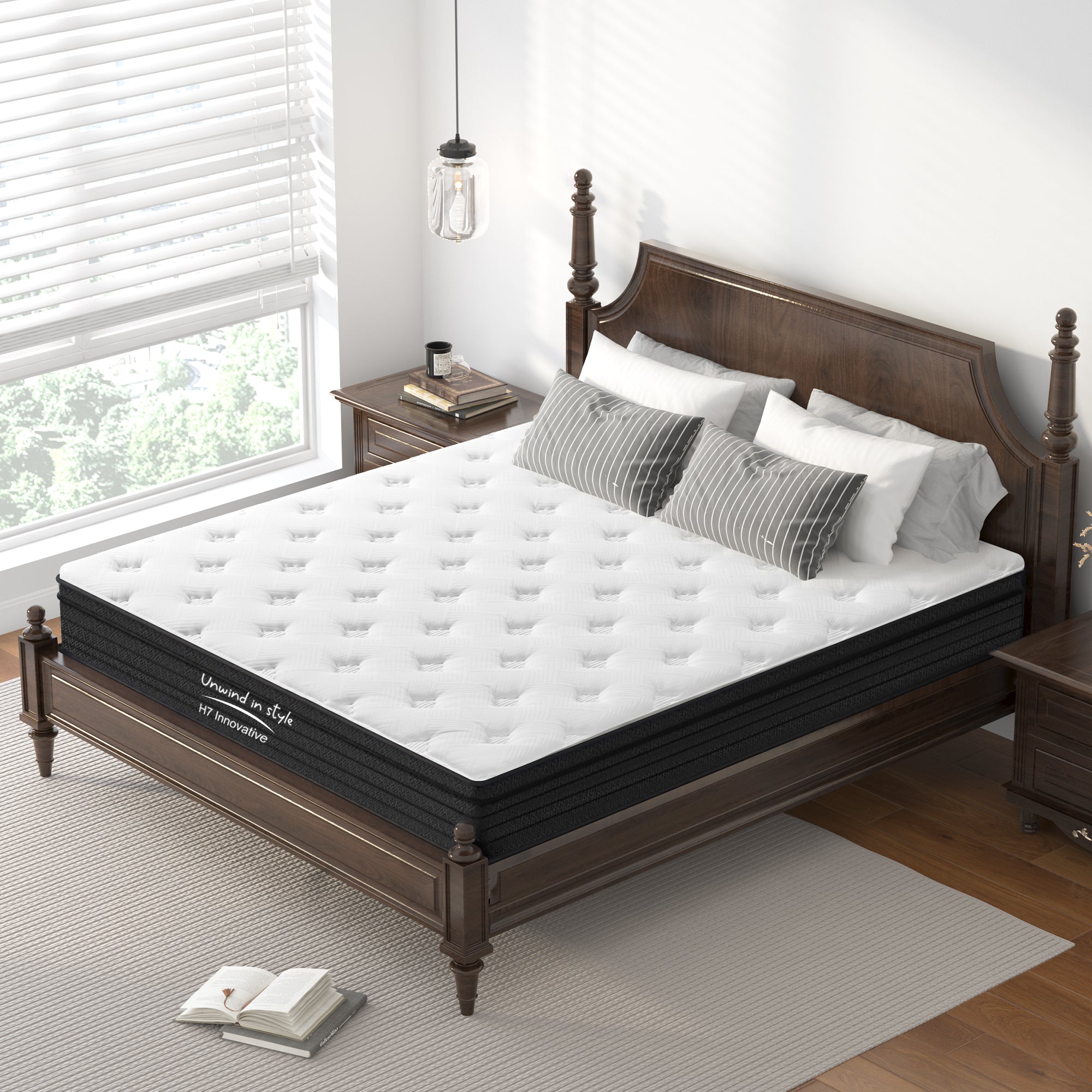 Full Size Mattress,12 Inch Hybrid Mattress, Individually Pocketed Innerspring, Medium Firm