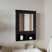Medicine Cabinet 29' H, with 5 Shelves, 1 Door, and 1 Mirror, Black