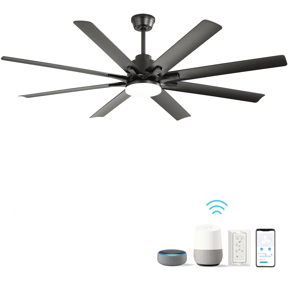 66 Inch Modern Ceiling Fan with Lights and Smart Remote Control 6 Speed Reversible Noiseless DC Motor for Indoor