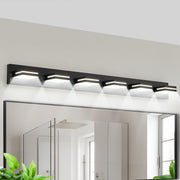 Modern Black LED Vanity Light, 6-Lights Wall Sconce for Bathroom and Mirror, Sleek Minimalist Design, Energy-Efficient, Easy to Install