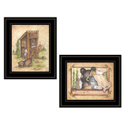 'Bear / Still Waiting' 2-Piece Vignette by Mary Ann June, Black Frame