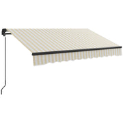Outsunny 8' x 6.5' Retractable Awning, Patio Awning Sunshade Shelter with Manual Crank Handle, 280gsm UV Resistant Fabric and Aluminum Frame for Deck, Balcony, Yard, Beige and White