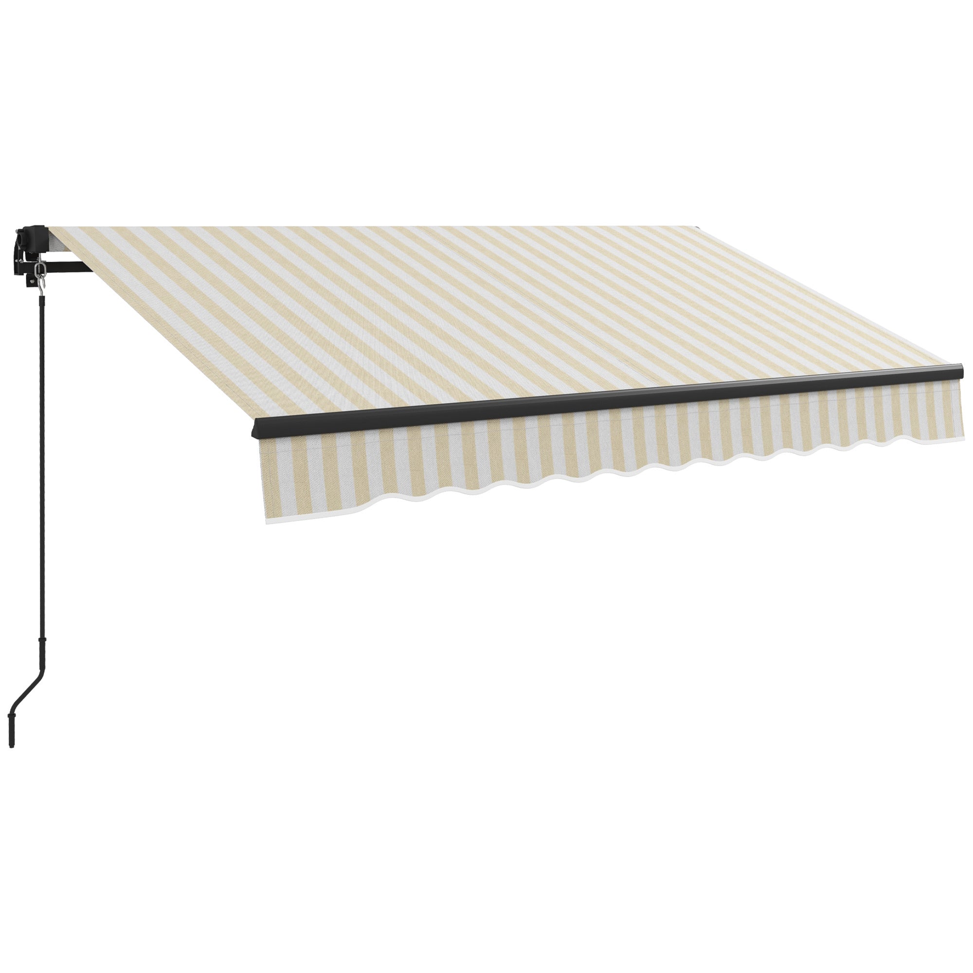 Outsunny 8' x 6.5' Retractable Awning, Patio Awning Sunshade Shelter with Manual Crank Handle, 280gsm UV Resistant Fabric and Aluminum Frame for Deck, Balcony, Yard, Beige and White