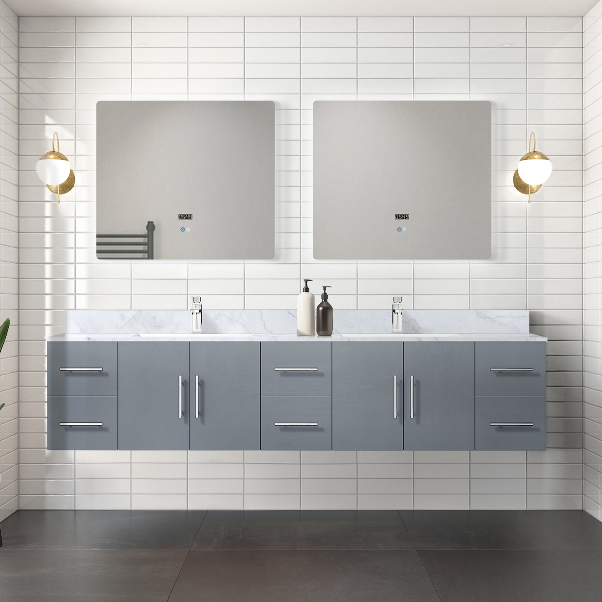 Dark Grey Double Bath Vanity 84 in. W x 22 in. D