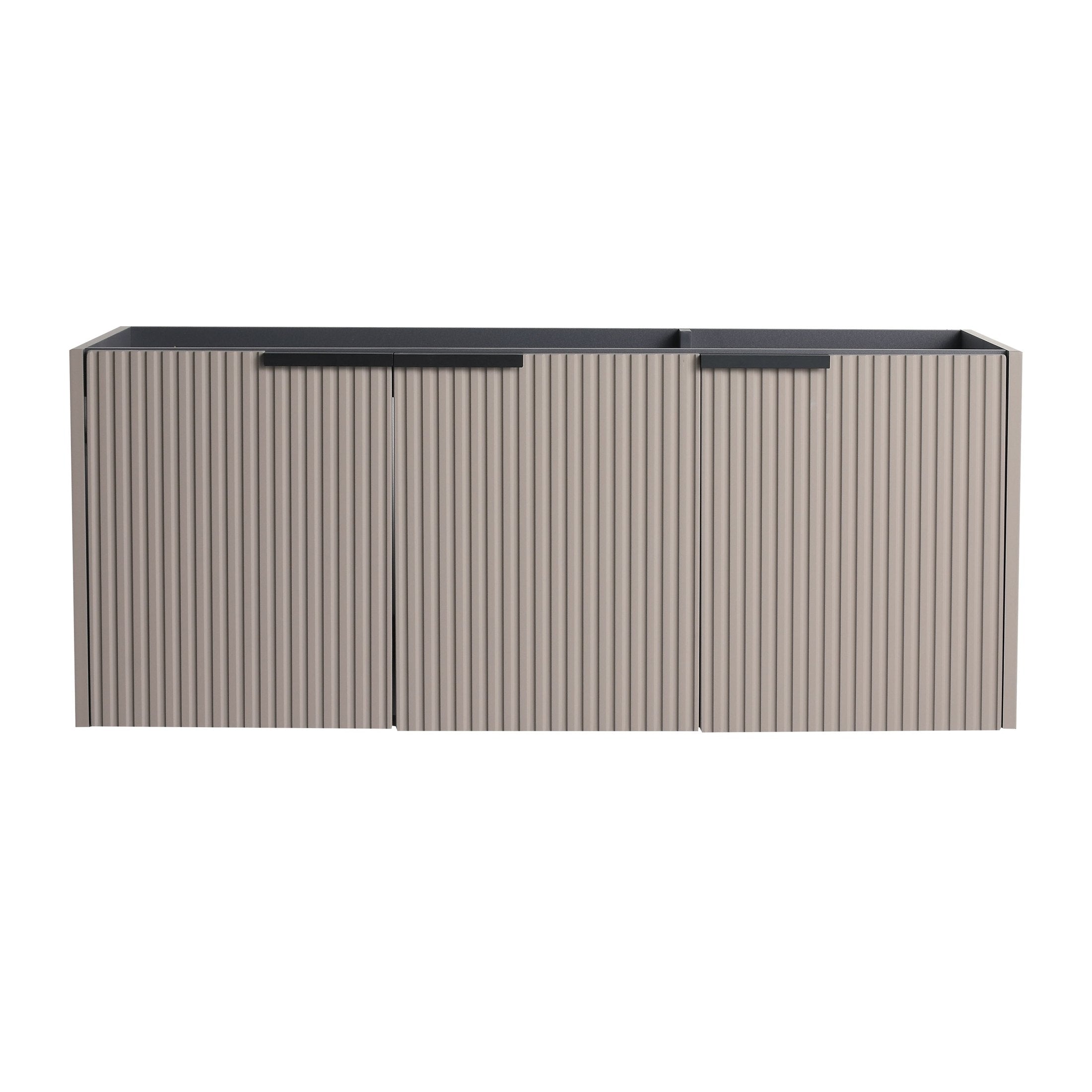 Contemporary 48' Wall Mounted Bathroom Vanity with 3 Soft-Close Doors in Khaki Plywood