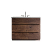 TIA 36'  Walnut  Bathroom Vanity with Sink with 3 Faucet Holes, Large Storage Freestanding Bathroom Vanity for Modern Bathroom, One-Piece White Sink Basin without Drain and Faucet, Pre-assembled