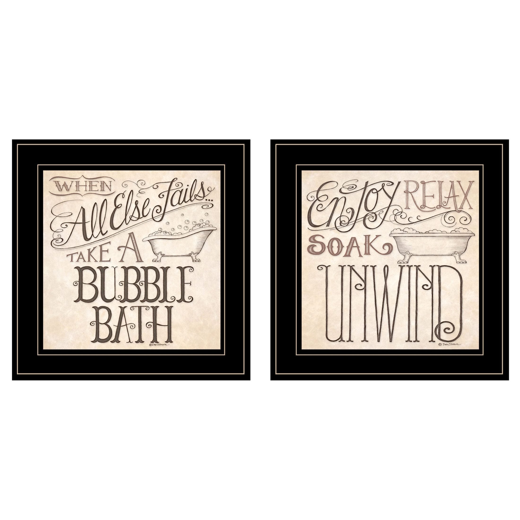 'Soak & Unwind' 2-Piece Vignette by Deb Strain, Black Frame