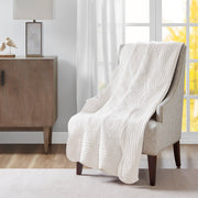 Oversized Quilted Throw with Scalloped Edges White 60x72'