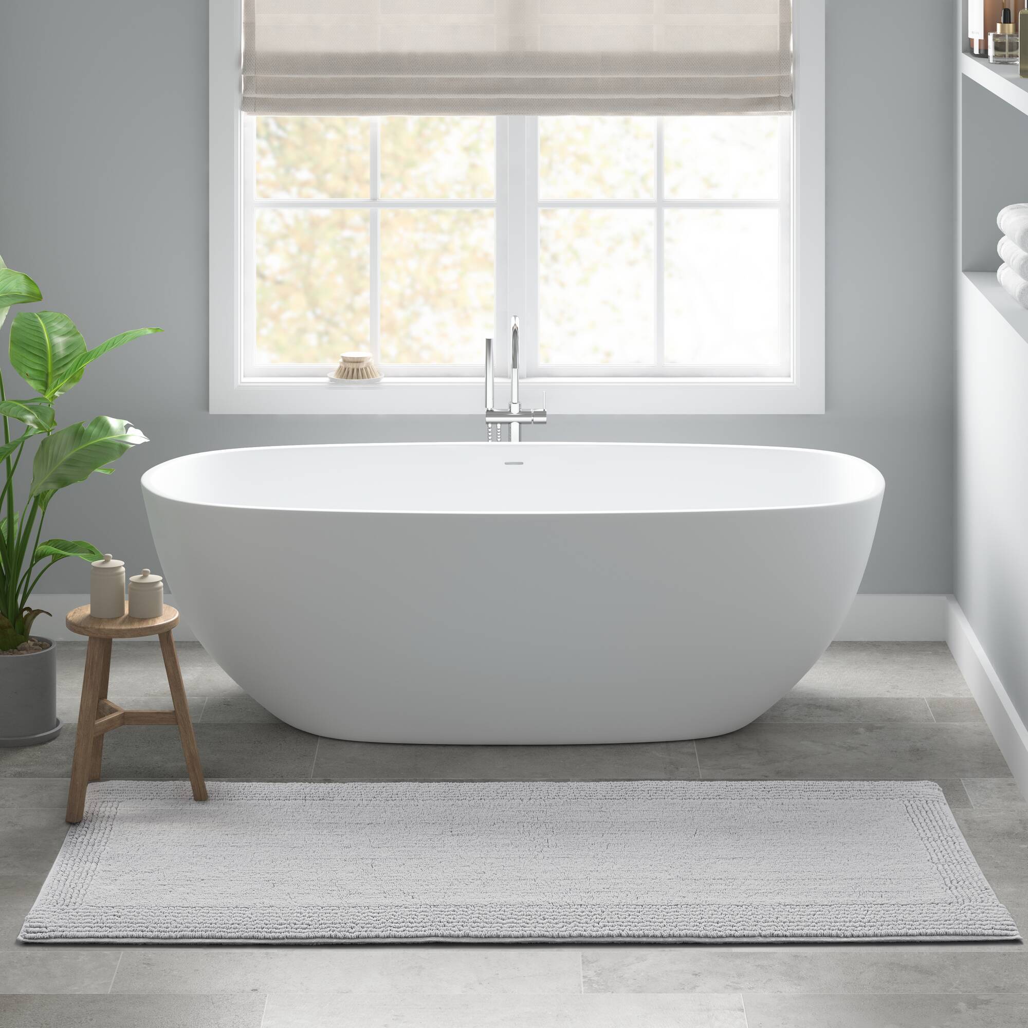 1 PCS 24x60' 100% Cotton Tufted 3000 GSM Reversible Bath Rug Grey