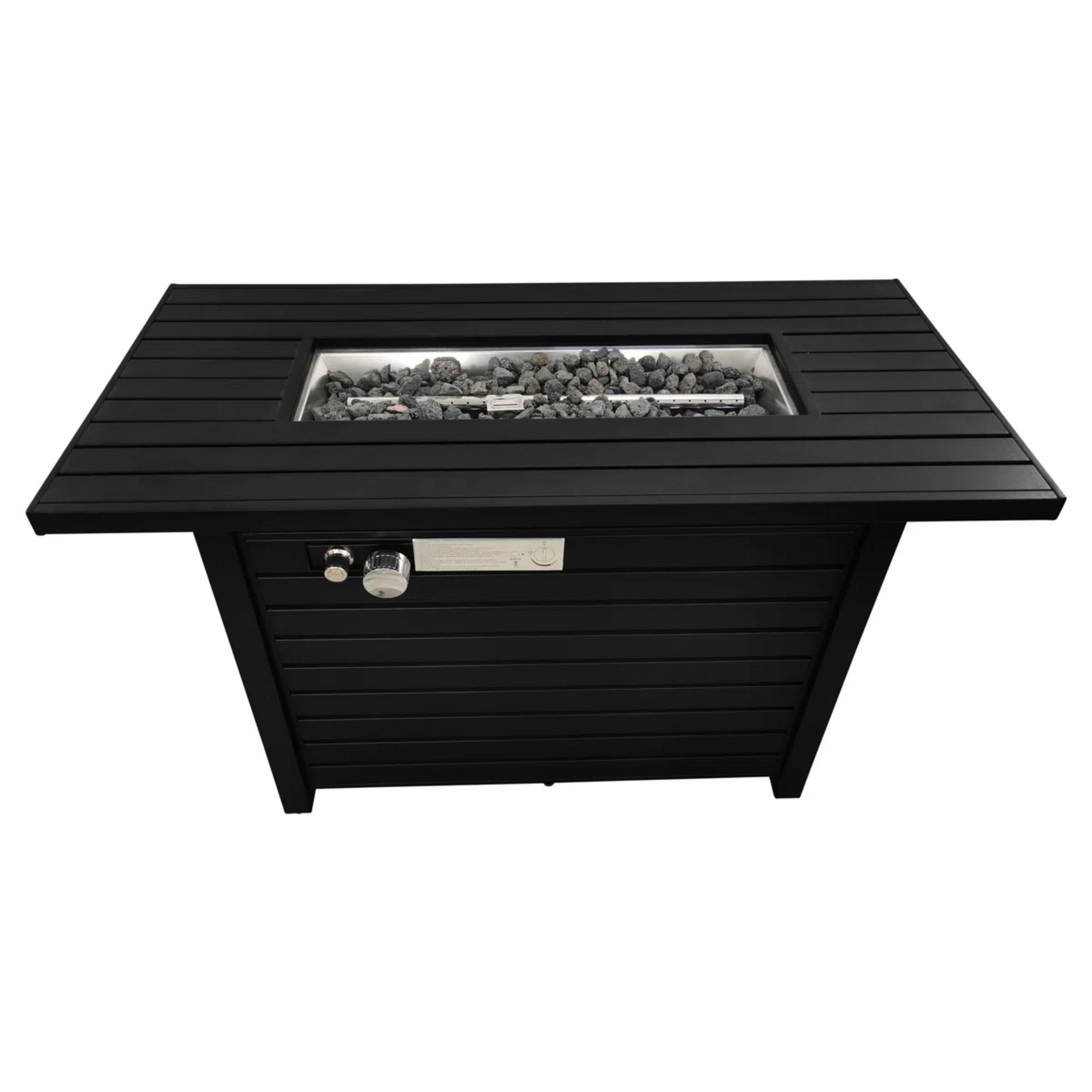 Steel Outdoor Fire Pit Table with Lid, Adjustable Flame, Black, 25' H x 42' W