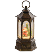 HOMCOM Christmas Snow Globe Lantern with Music and Lights, Musical Snow Globe with Swirling Glitter, Battery Operated Christmas Decoration for Holiday Party or Gift, Bronze