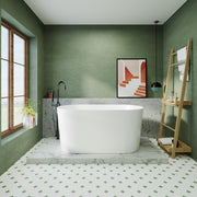 51' Acrylic Freestanding Bathtub-Acrylic Soaking Tubs, White Bathtub, Oval Shape White Freestanding Bathtub With Chrome  Pop Up Drain CUPC Certificate