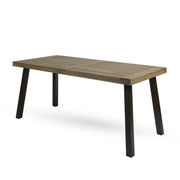 Acacia Wood Dining Table with Slat Design, Grey Finish / Rustic Metal