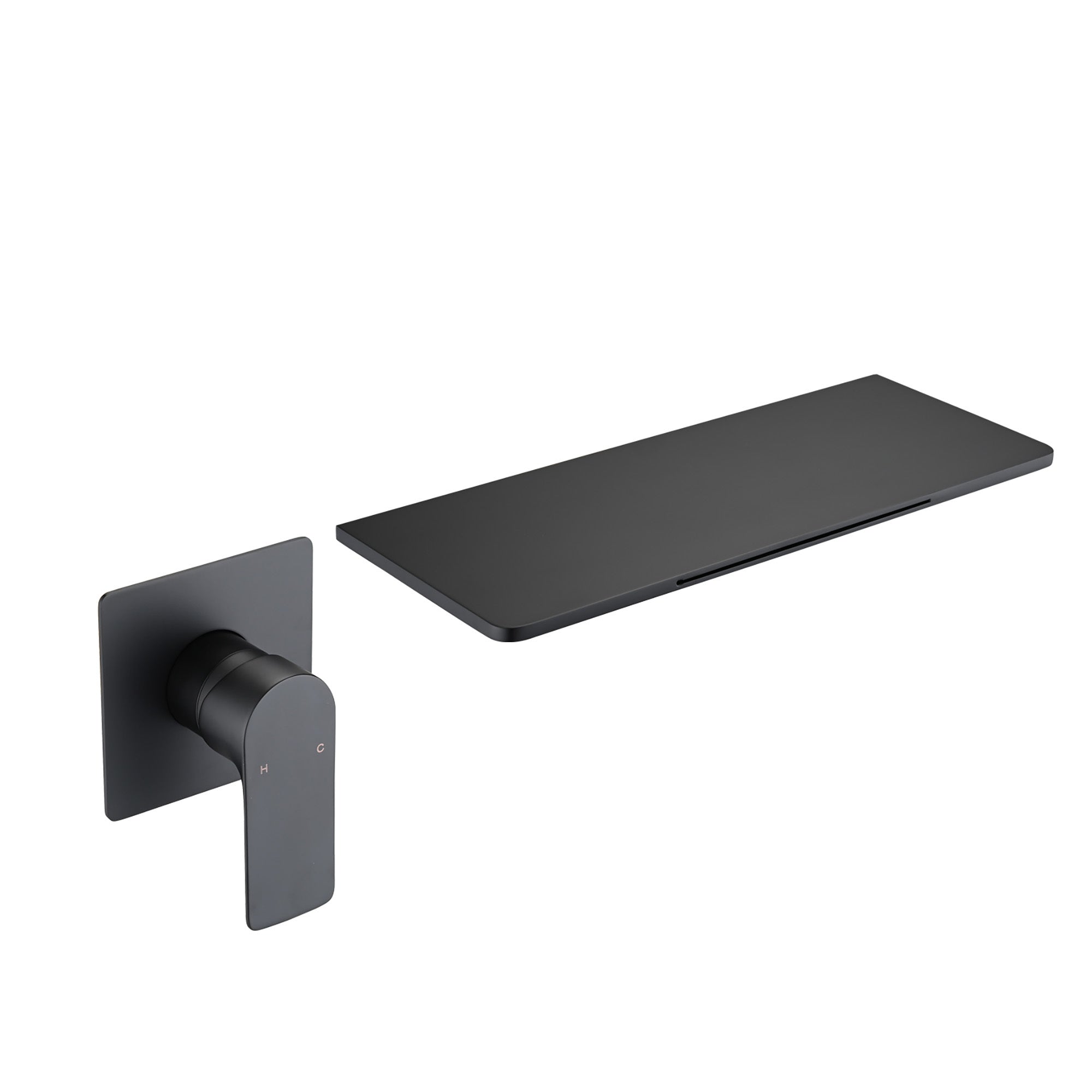 Modern Matte Black Stainless Steel Waterfall Bathroom Sink Faucet with Single Handle Wall Mount