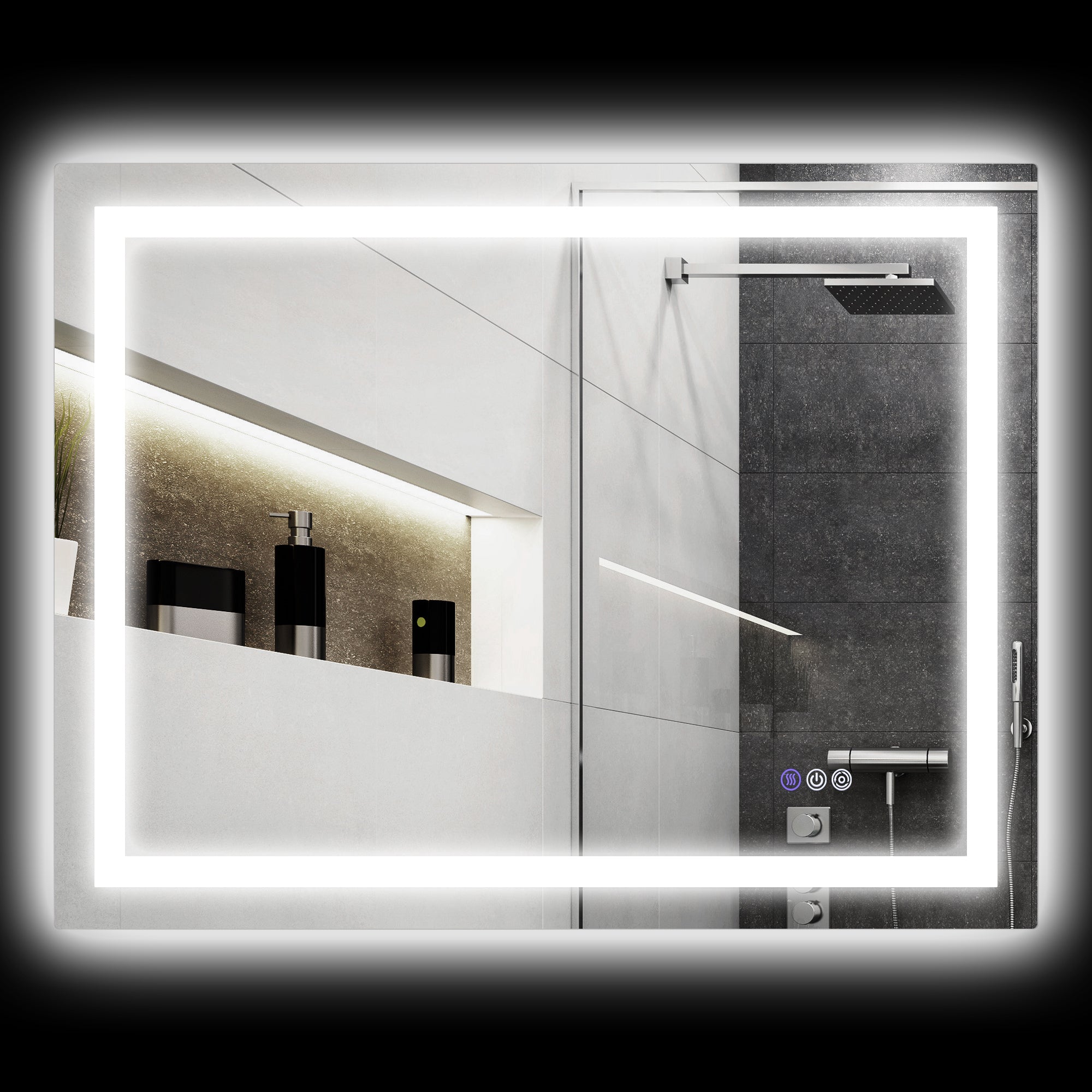 HOMCOM LED Bathroom Mirror with Lights, 39' x 32' Backlit Front Lit LED Mirror for Bathroom, Anti-Fog, Memory, Infinite Color Temperature, Wall Mounted Dimmable Vanity Mirror, Horizontal/Vertical
