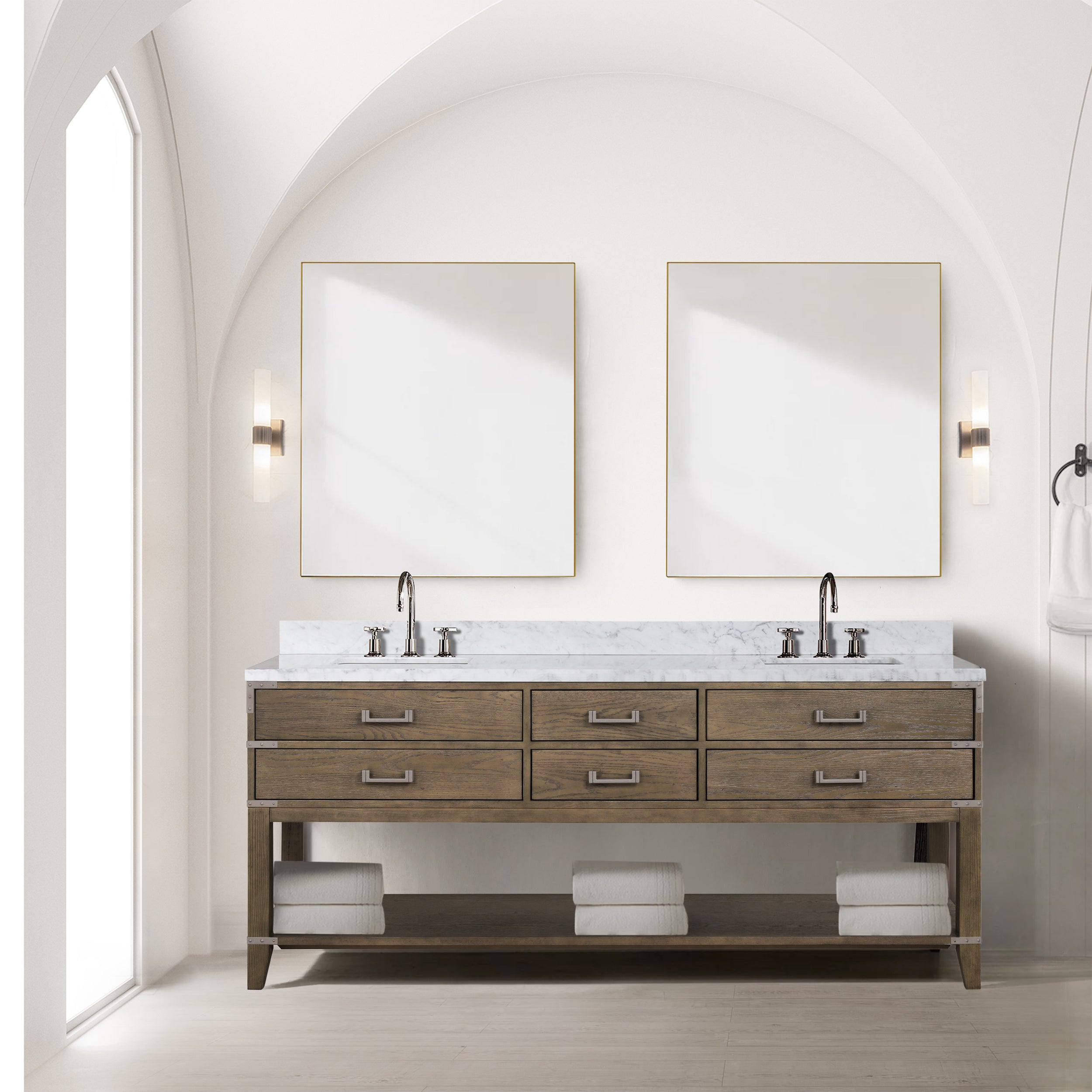Grey Oak Double Bath Vanity 80 in. W x 22 in. D