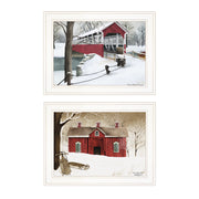 'Winter Evening' 2-Piece Vignette by Billy Jacobs, White Frame