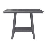 Gray Counter Height Dining Table with Tapered Base and Lazy Susan - Soft Gray Wood Finish, 48 x 48 x 36 Inches