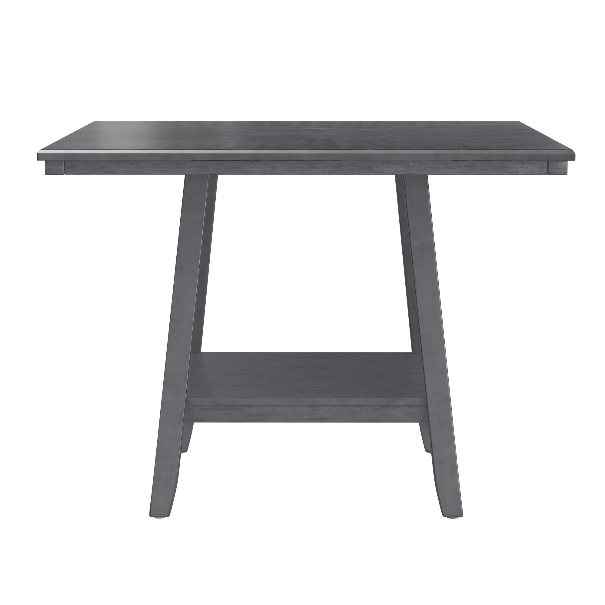 Gray Counter Height Dining Table with Tapered Base and Lazy Susan - Soft Gray Wood Finish, 48 x 48 x 36 Inches