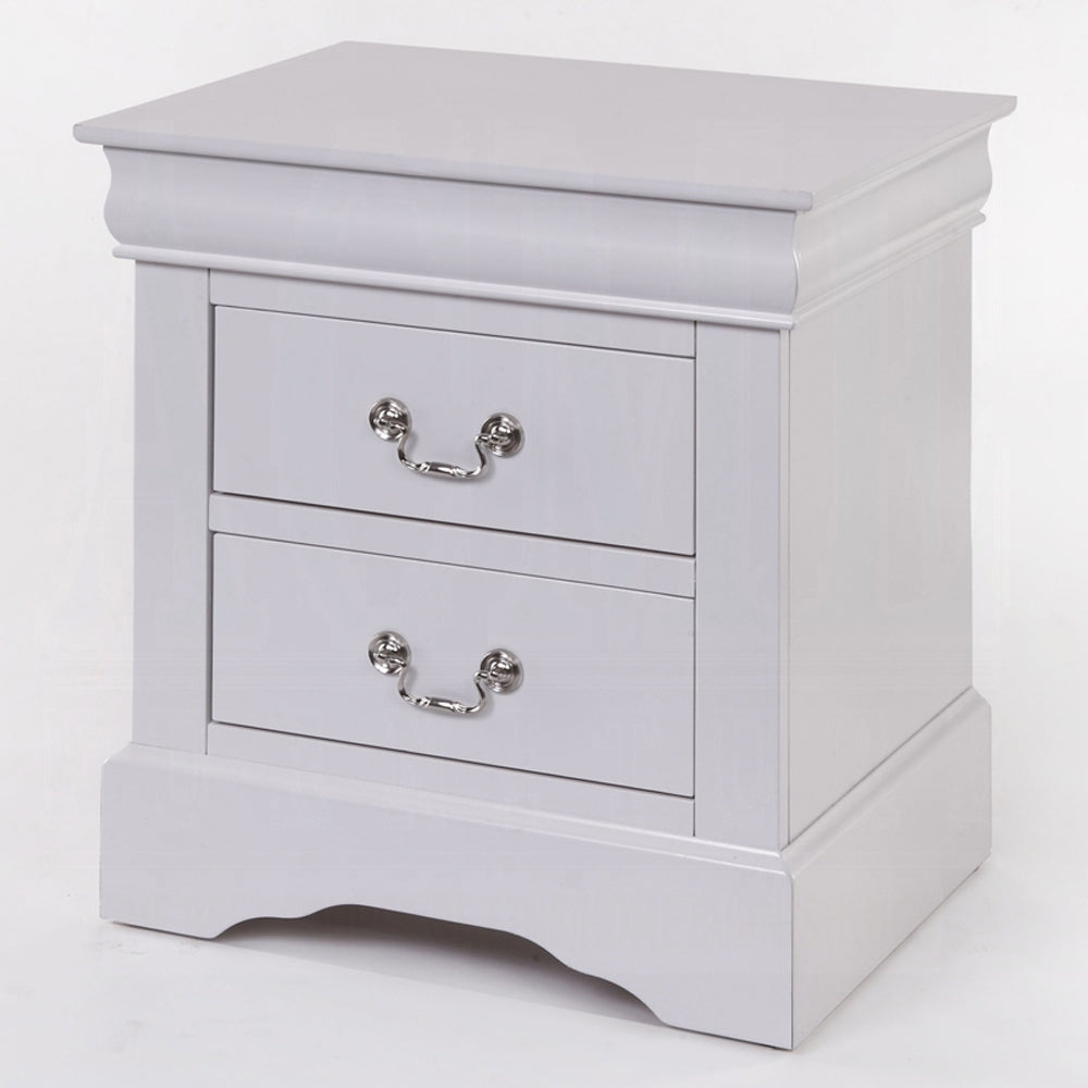 1pc Classic White Finish 2-Drawers Nightstand Louis Phillipe Style Bedroom Furniture