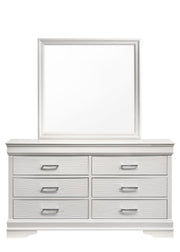 Modern 6 Drawer Dresser made with Wood in White(Includes Dresser only-Mirror not included)