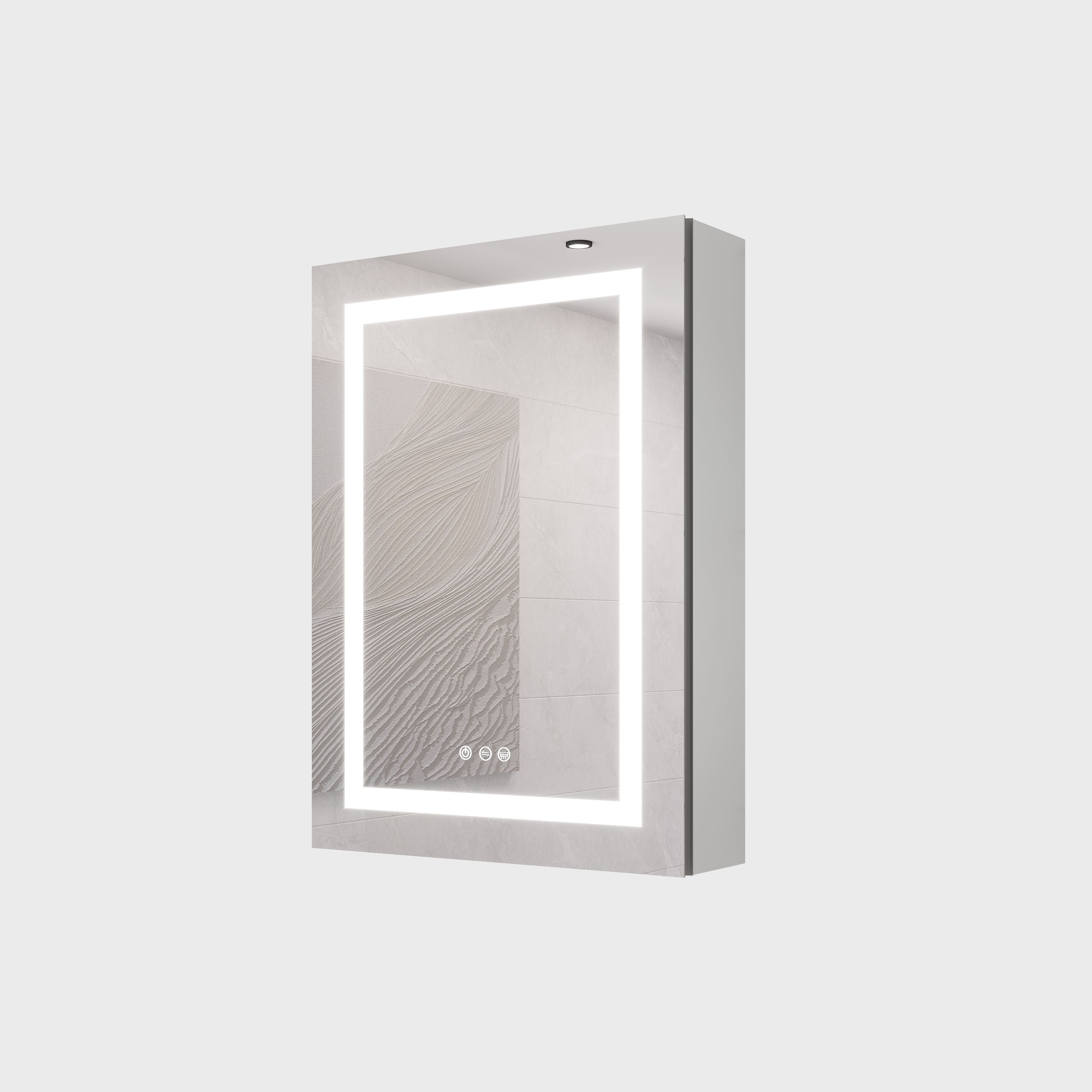 LED Bathroom Medicine Cabinet with Mirror, Anti-Fog, Dimmable Lighting, Single Door, Silver Aluminum, 20x28 Inches