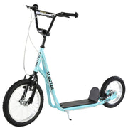 Aosom Youth Scooter, Teens Kick Scooter, Adjustable Handlebar Ride On Toy for 5+ with 16' Front and 12' Rear Dual Brakes Inflatable Wheels, Blue