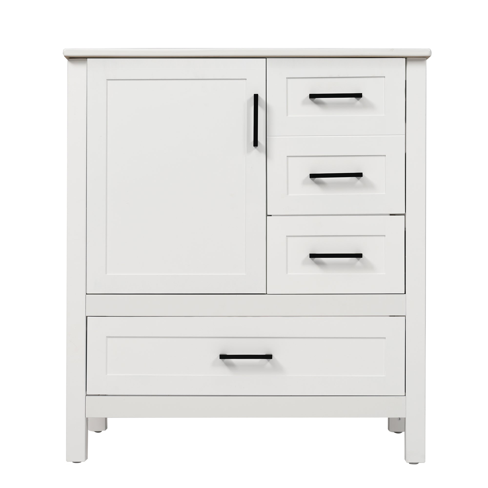 Modern 30' White Bathroom Vanity with Sink Set, Storage Cabinet, Soft Close Drawers & Removable Tray