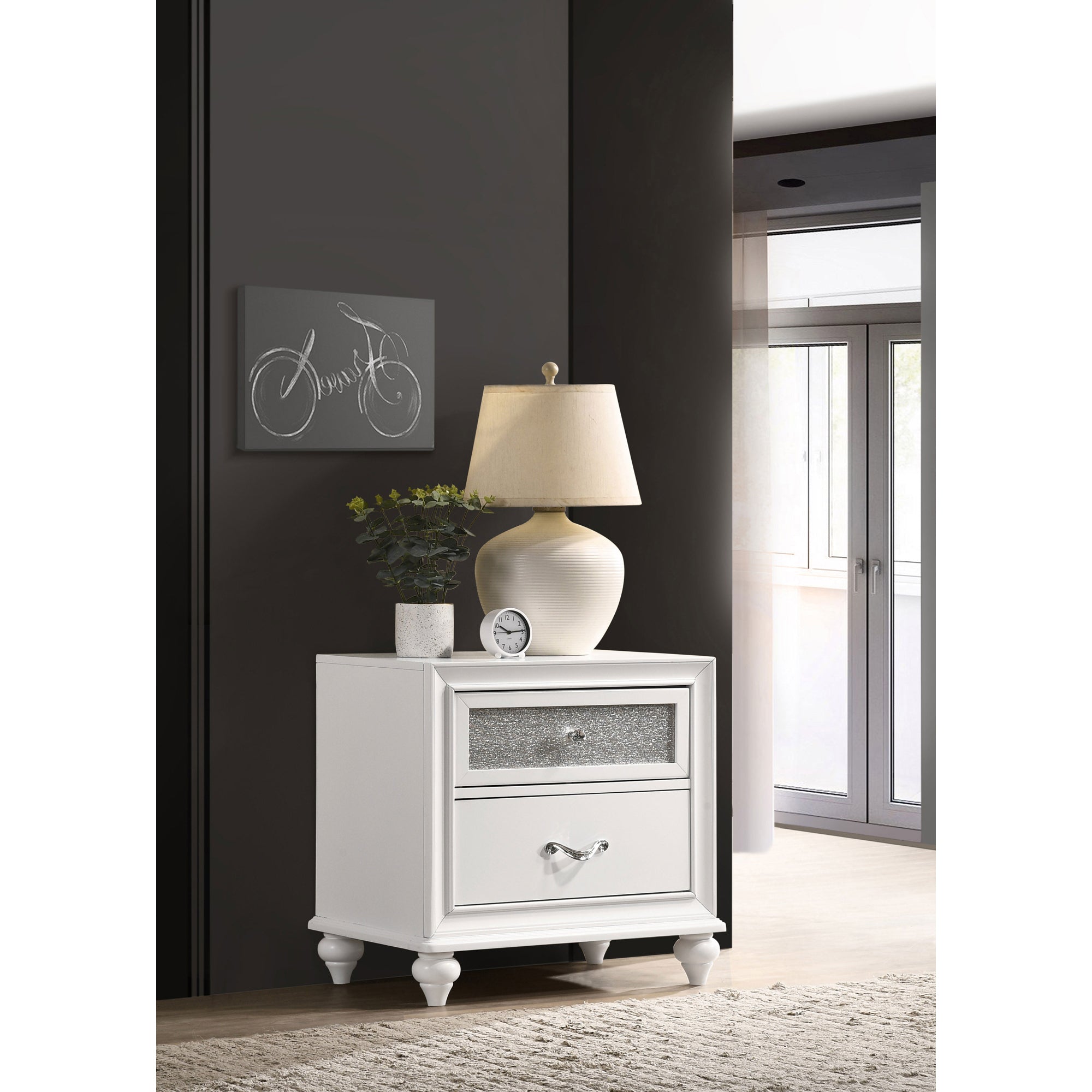 Barzini 2-Drawer Nightstand White