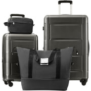 Expandable Spinner Wheels 2 Piece Luggage Set with Bags, ABS Lightweight Suitcase, TSA Lock, Dark Gray, 20inch+28inch