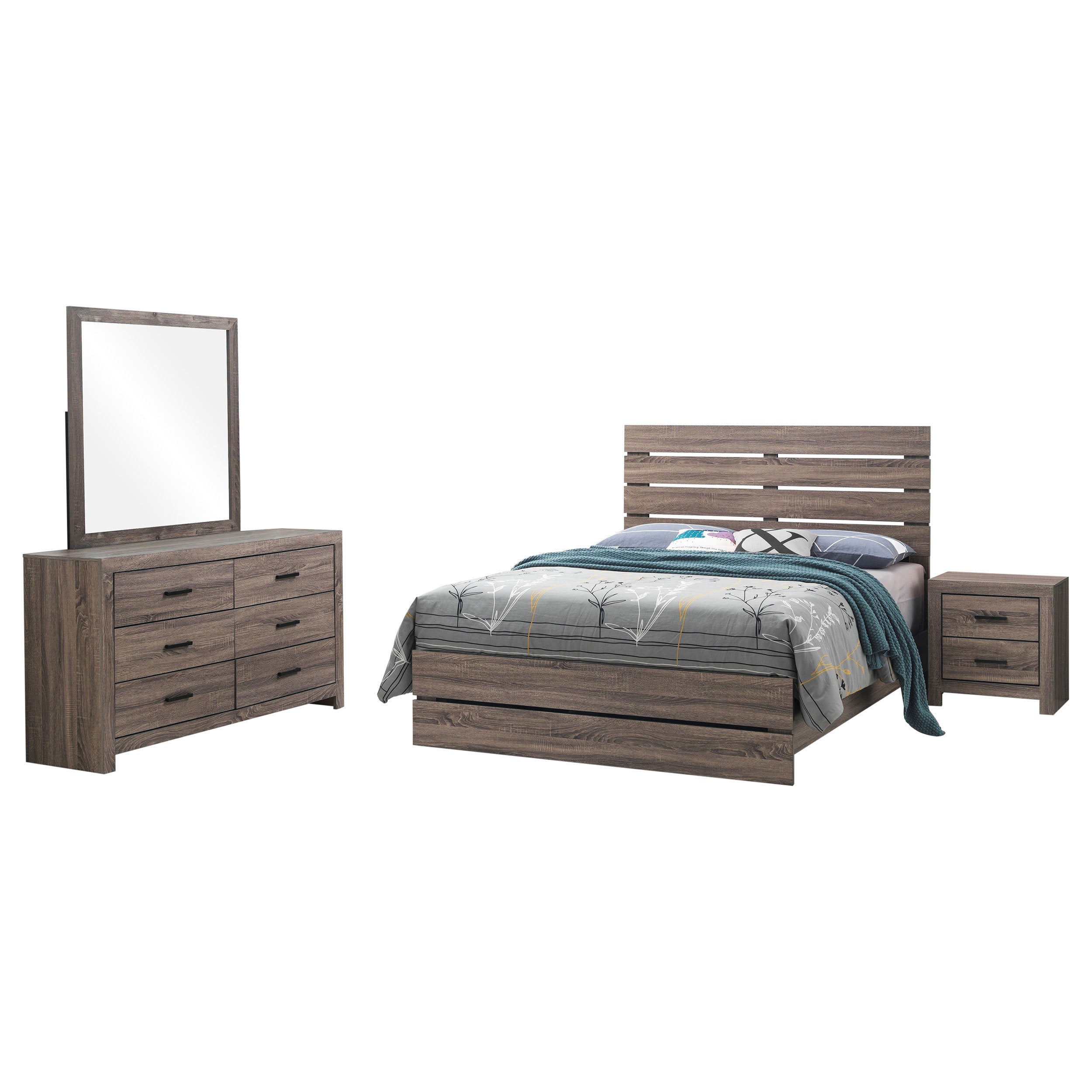 Geary Oak 4-piece Slatted Headboard Panel Bedroom Set