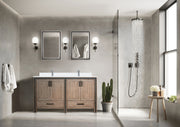 Rustic Barnwood Double Bath Vanity 60 in. W x 22 in. D, White Quartz Top and Faucet Set