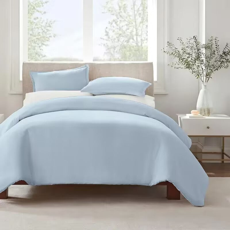 Serta Simply Clean Solid Duvet cover Light Blue Queen