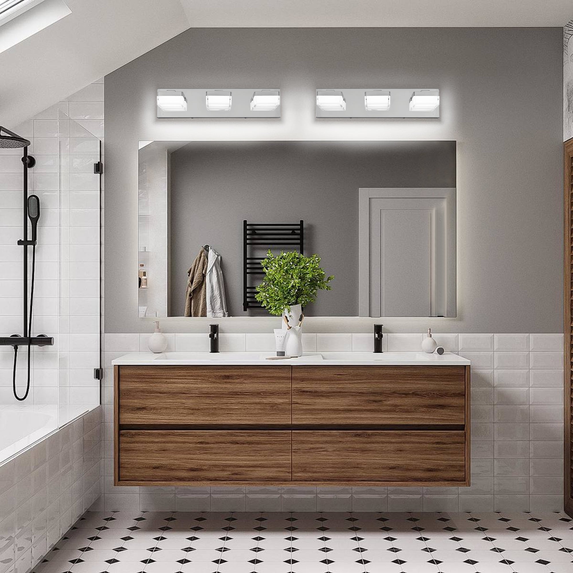 Modern Chrome LED Vanity Light, 3-Lights Wall Sconce for Bathroom and Mirror, Sleek Minimalist Design, Energy-Efficient, Easy to Install