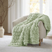 1 PC 50x60' Ruched Fur Throw Sage Green