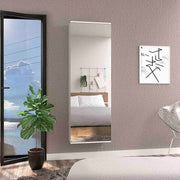Wall Mounted Shoe Rack With Mirror Chimg, Single Door, White Finish