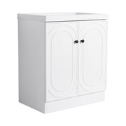 Modern Freestanding Bathroom Vanity White Resin Sink with Soft-Close Cabinet Doors in Plywood